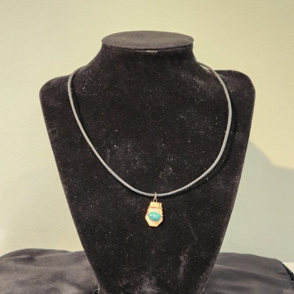 Vintage Choker Necklace - Turquoise/copper/wood design